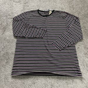 Erika & Co. Top Womens Medium Multicolor Striped Long Sleeve Crew Neck Casual